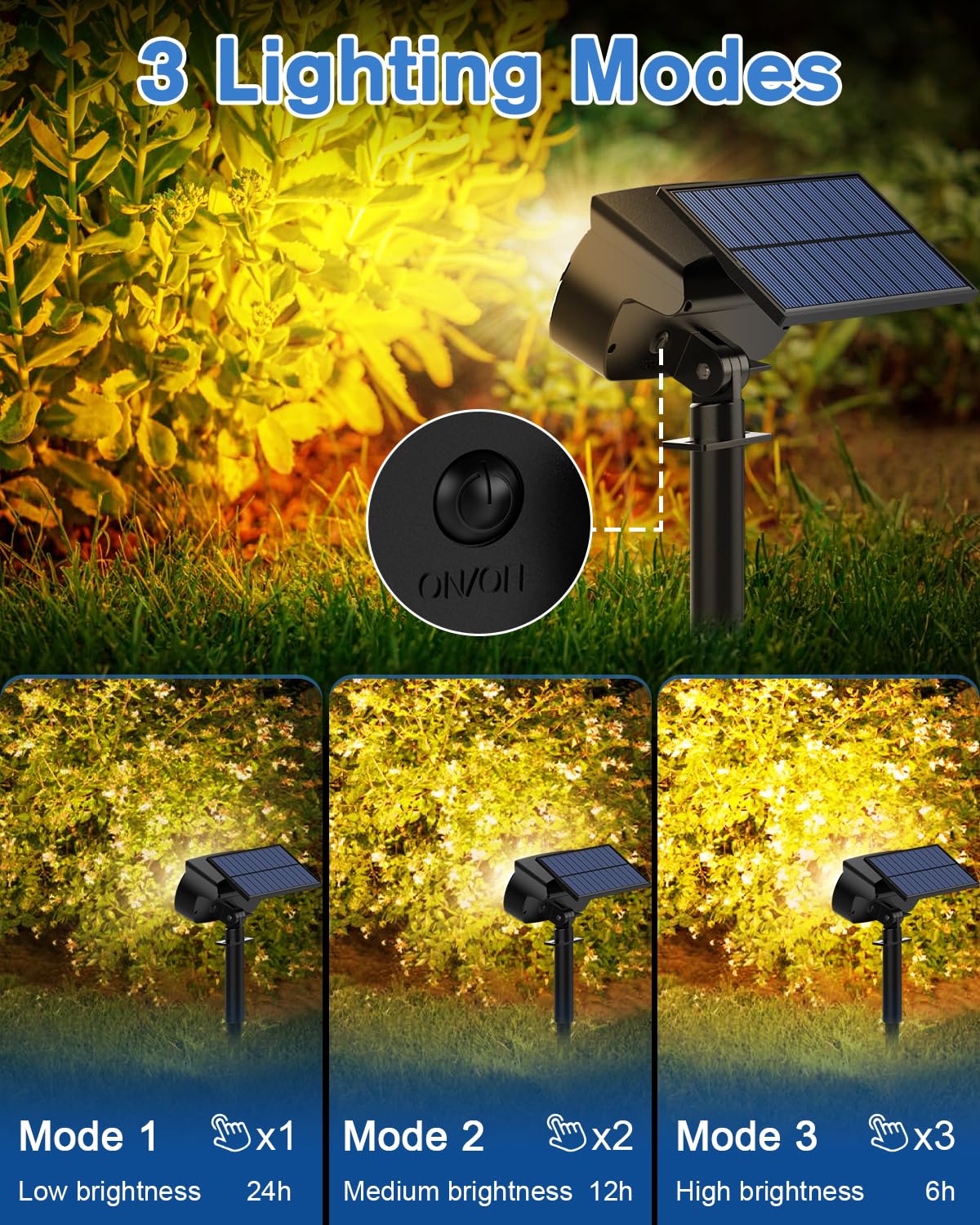 Fabrito large solar spot light IP65 waterproof design withstands rain.