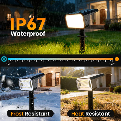 Fabrito IP67 weatherproof spot lights withstand rain and frost for year-round use.