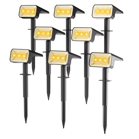 Fabrito solar spot lights illuminate walkways with 108 LEDs for bright, energy-saving outdoor lighting.