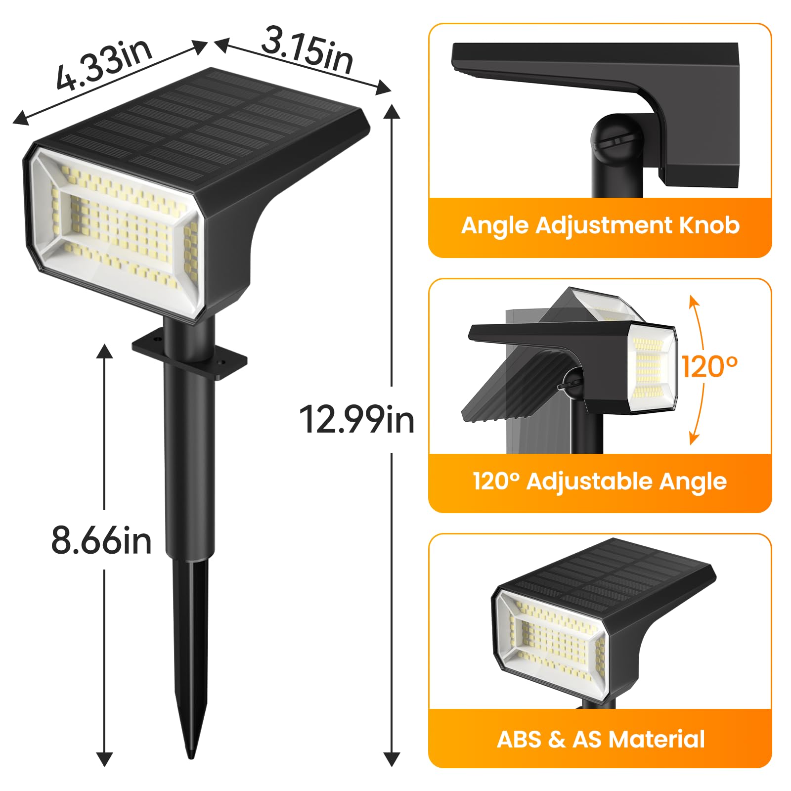 Fabrito compact solar spot lights blend with landscape and save energy.