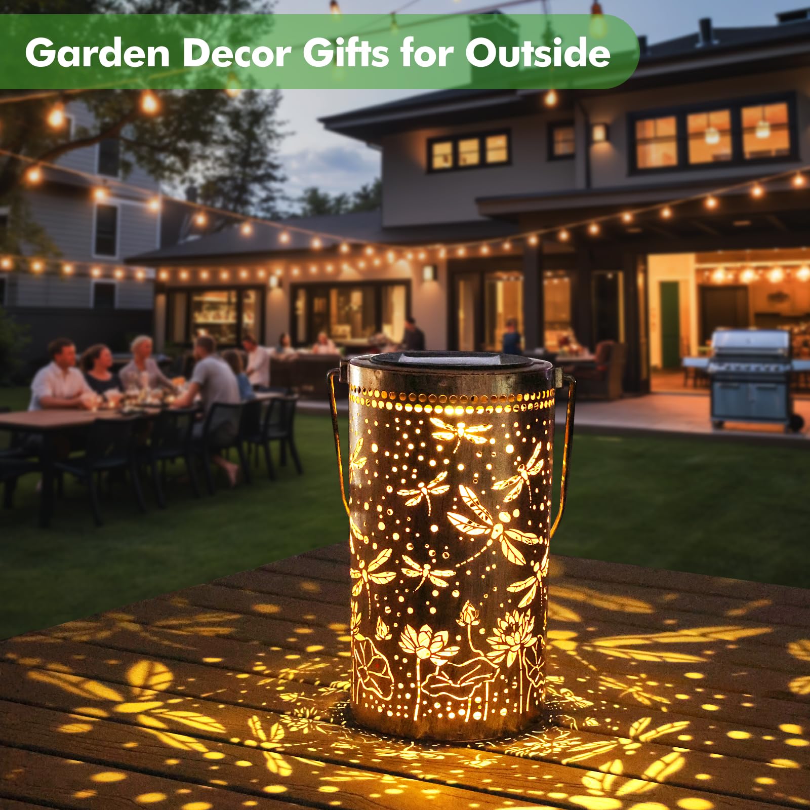 Fabuday dragonfly garden decor adds whimsy to yard at night