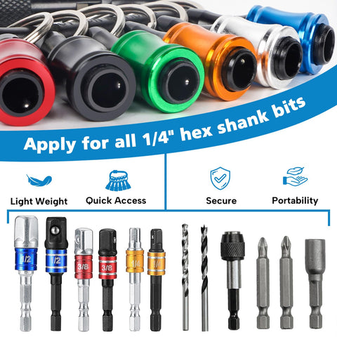 FACAINCXS hex shank extension bar keychain keeps bits within reach.