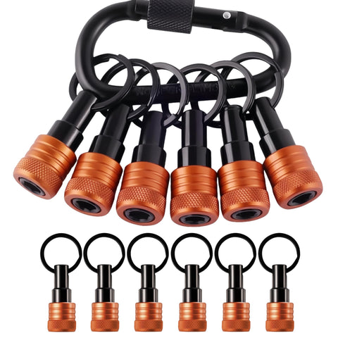 FACAINCXS orange 6pcs bit holders keychain for fast access and organization.