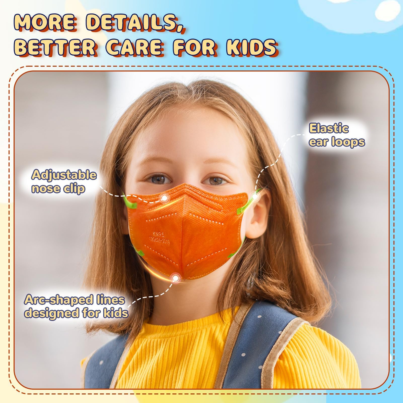 FACEMOON KN95 Kids 3D folded shell shapes for better coverage.
