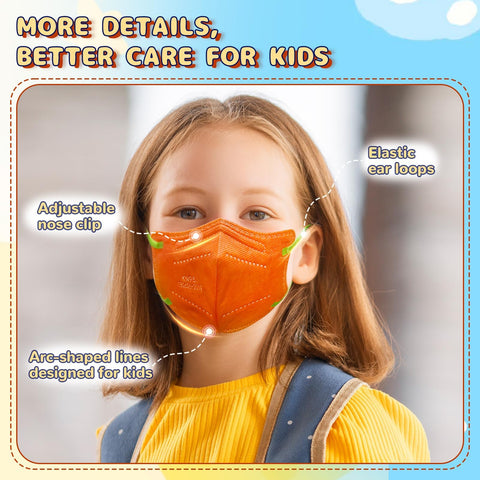 FACEMOON KN95 Kids 3D folded shell shapes for better coverage.