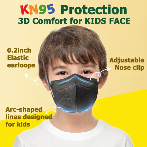 FACEMOON KN95 kids mask 3D folded shell contours for a snug fit