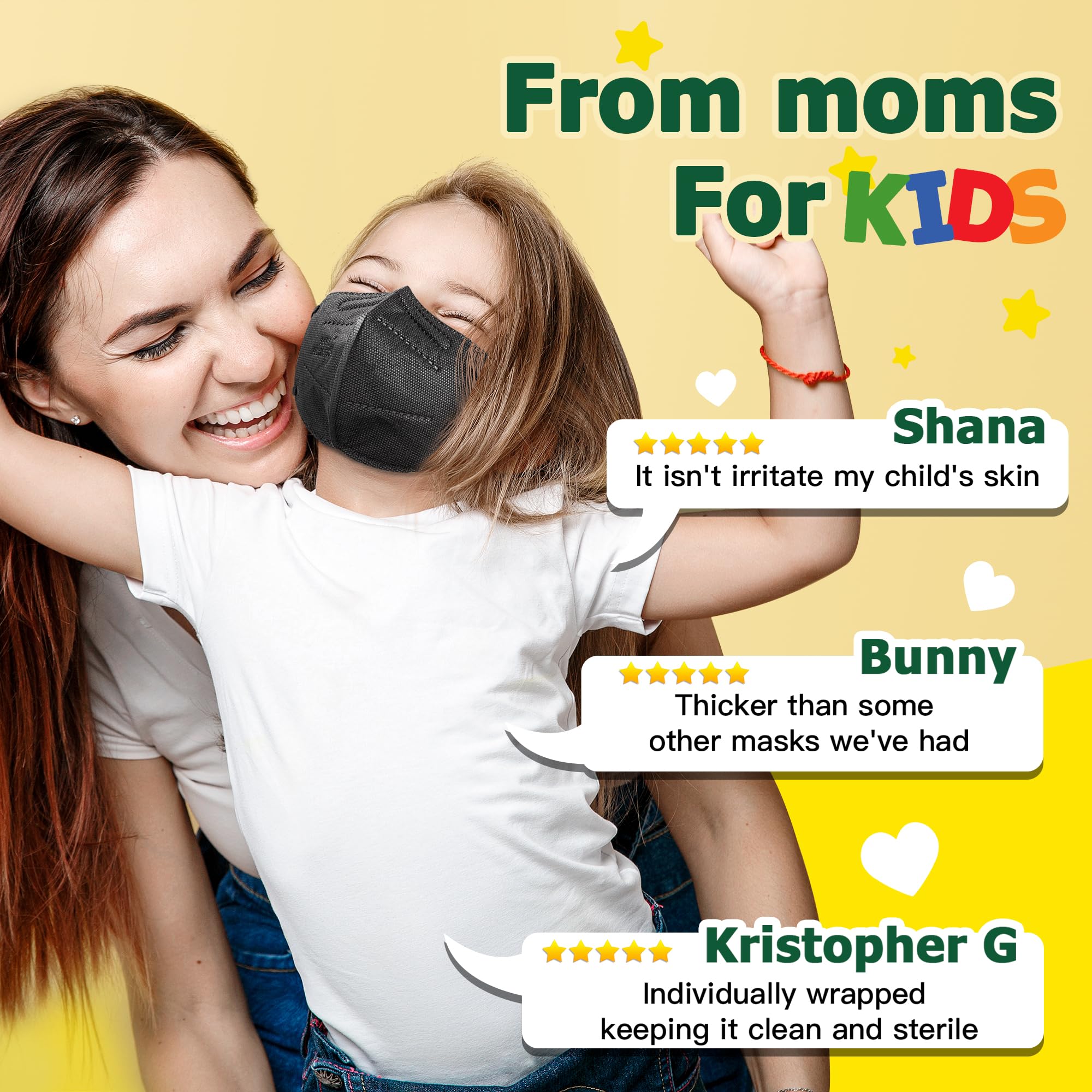 FACEMOON KN95 kids mask adjustable nose bridge for secure wear