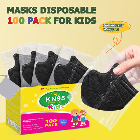 FACEMOON KN95 kids mask black color for discreet daily use