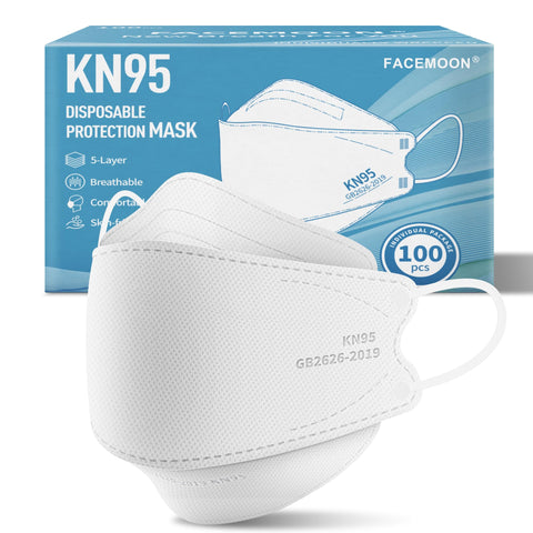 FACEMOON KN95 mask 100-pack box shows bulk quantity for easy stocking.