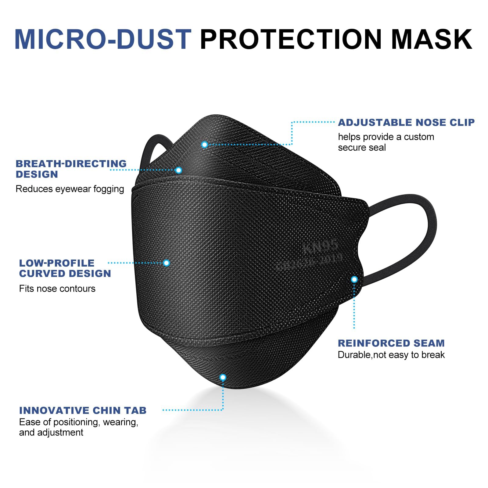 FACEMOON KN95 mask five-layer filtration for enhanced protection.