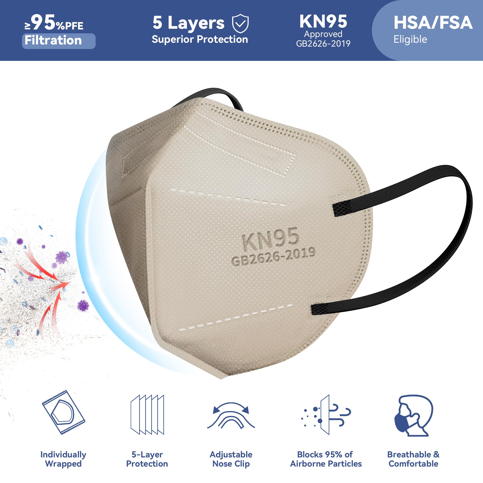 Facemoon KN95 masks shown in ten colors, offering versatile style options.
