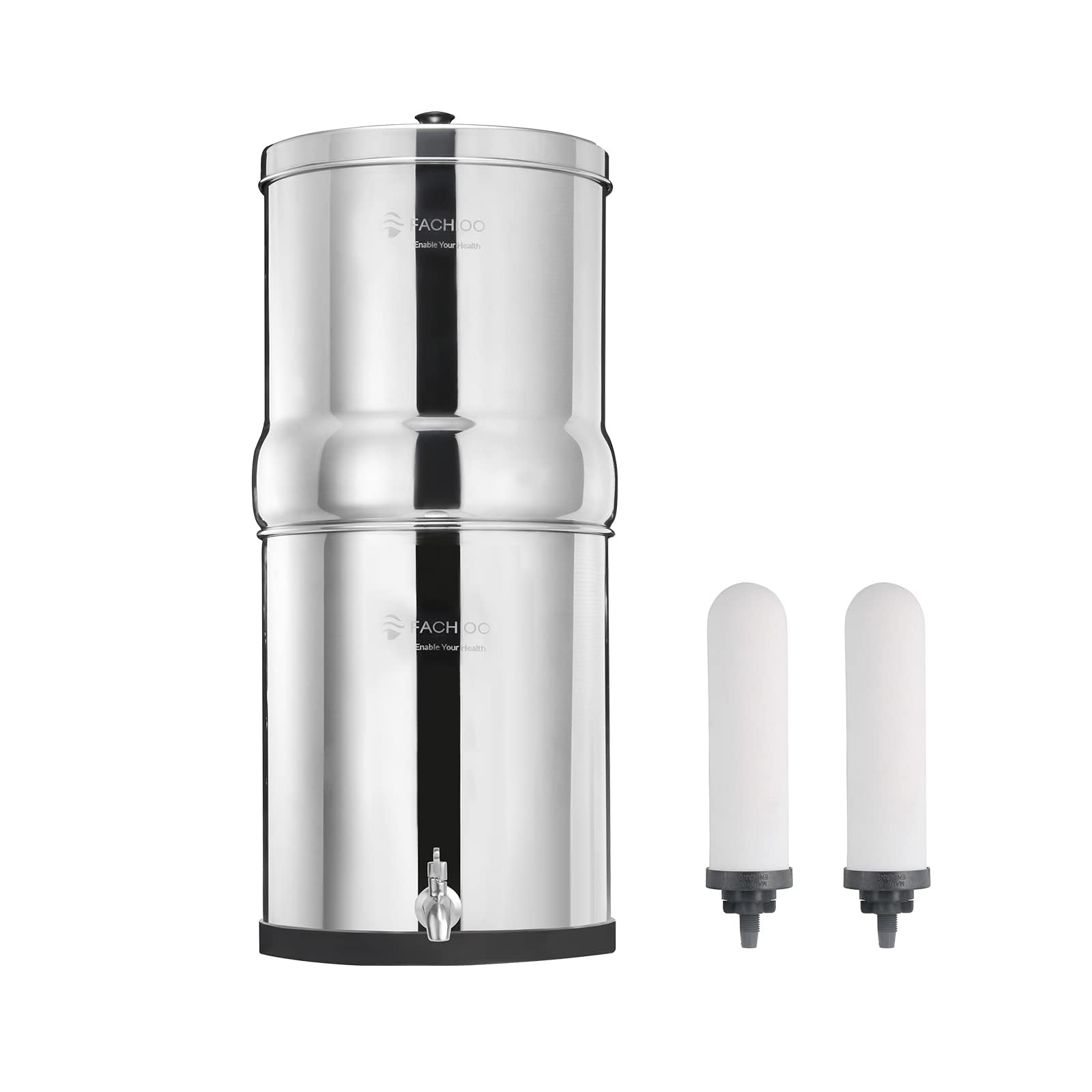 FACHIOO stainless steel housing showing durable 2.25-gallon water storage for home hydration
