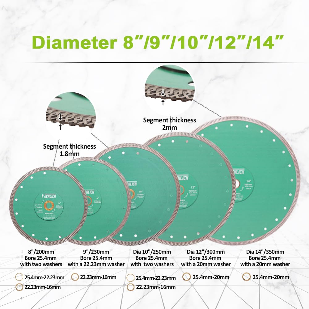 FACHLICH diamond porcelain saw blade 10in X-Mesh turbo rim cools and clears dust.