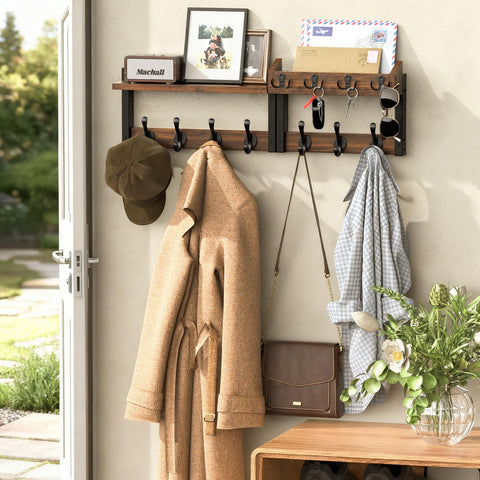 Facilite coat rack with shelf display for hats and bags