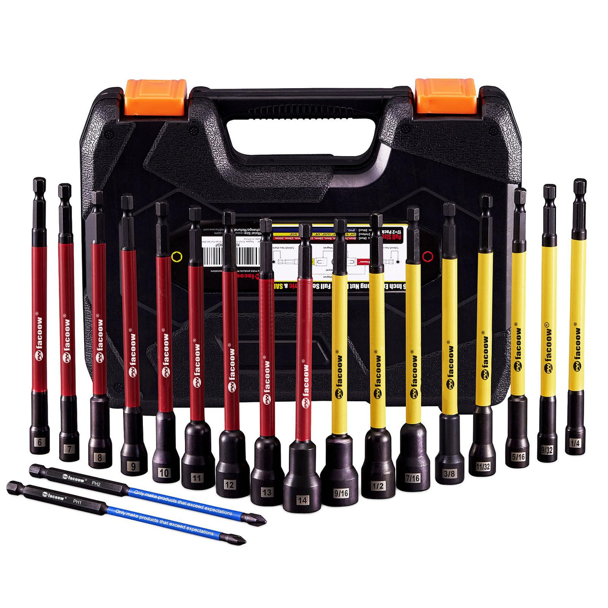 Facoow magnetic nut driver set in compact storage case for easy transport