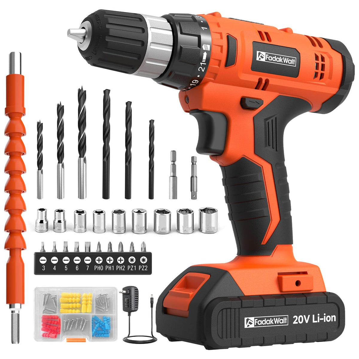 FADAKWALT 20V drill with 30Nm torque enables precise driving and drilling