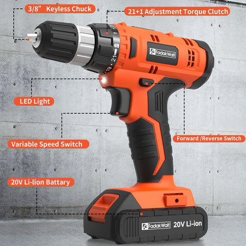 FADAKWALT 3-8-inch keyless chuck enables fast bit changes