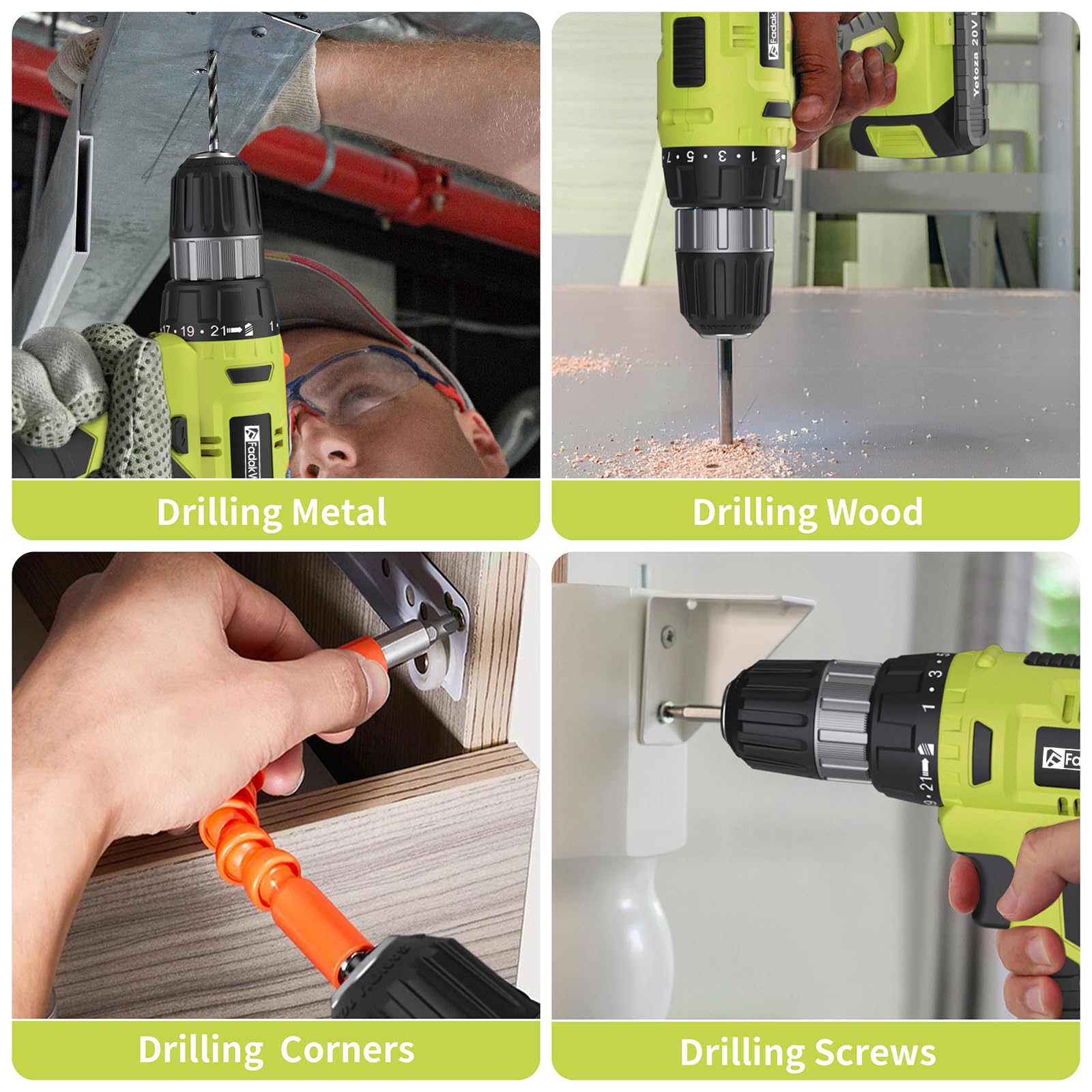 FADAKWALT drill driver bits kit for wood, metal, and plastic tasks.