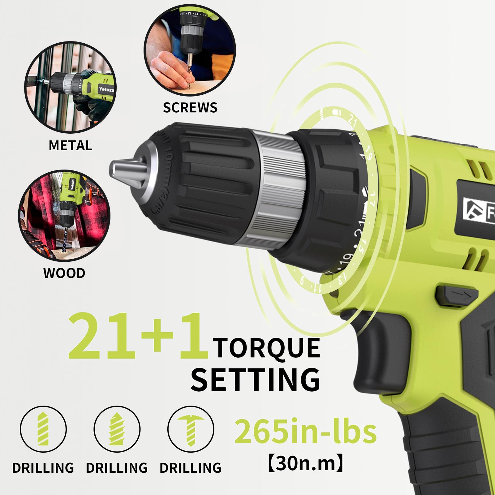 FADAKWALT drill showing 30 N.m torque for precise fastening.