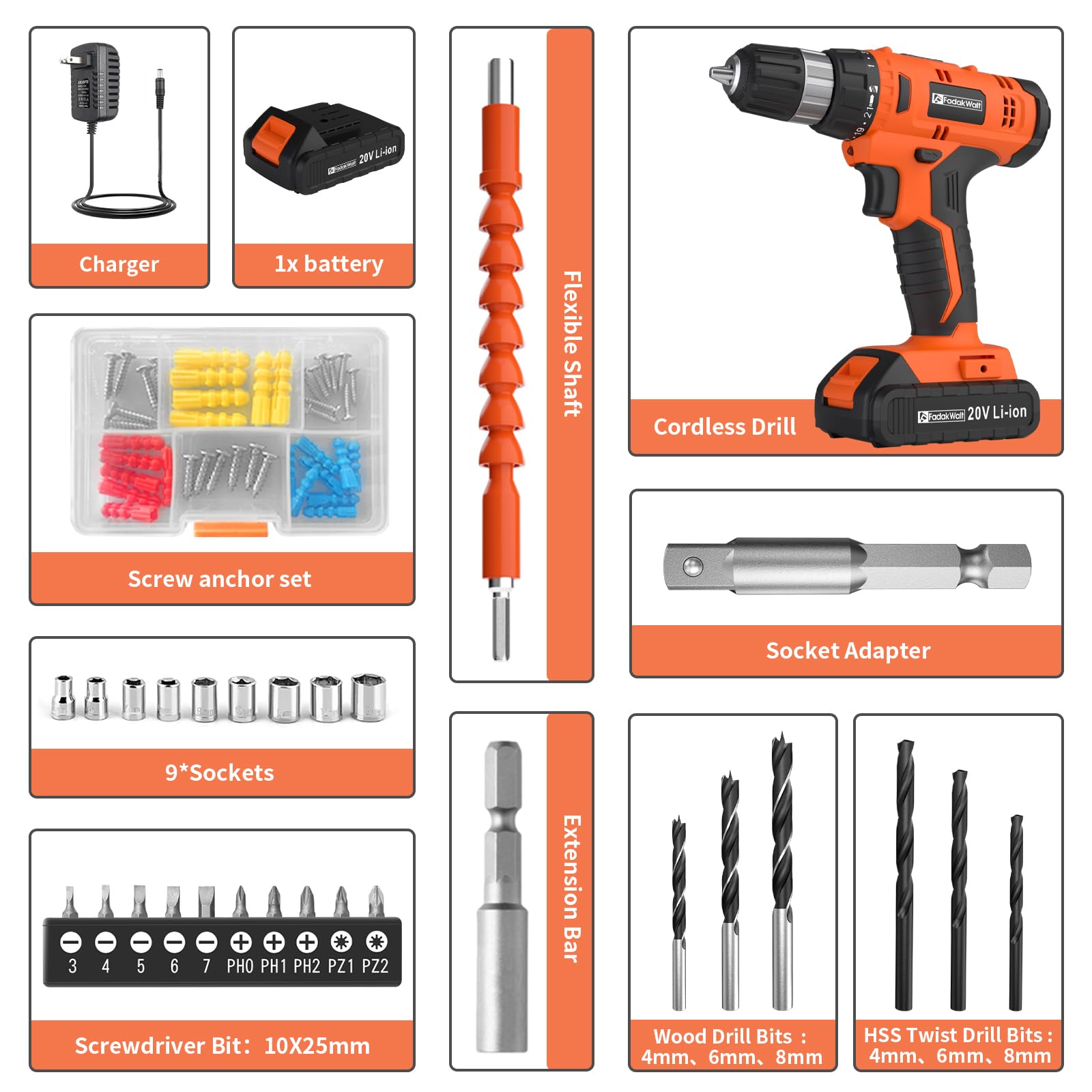 FADAKWALT drill handles wood, plastics, ceramics, and metal