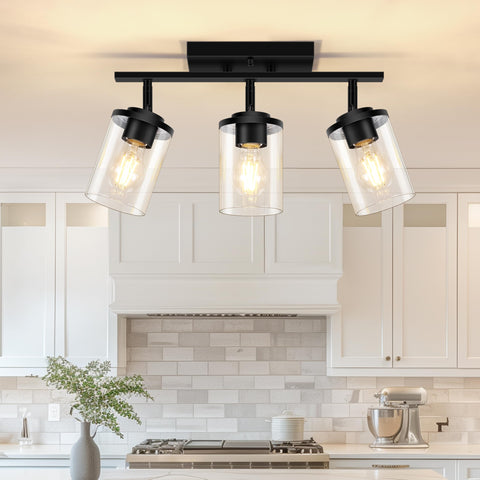 FadimiKoo 3-lights semi-flush ceiling light with glass shades for soft illumination