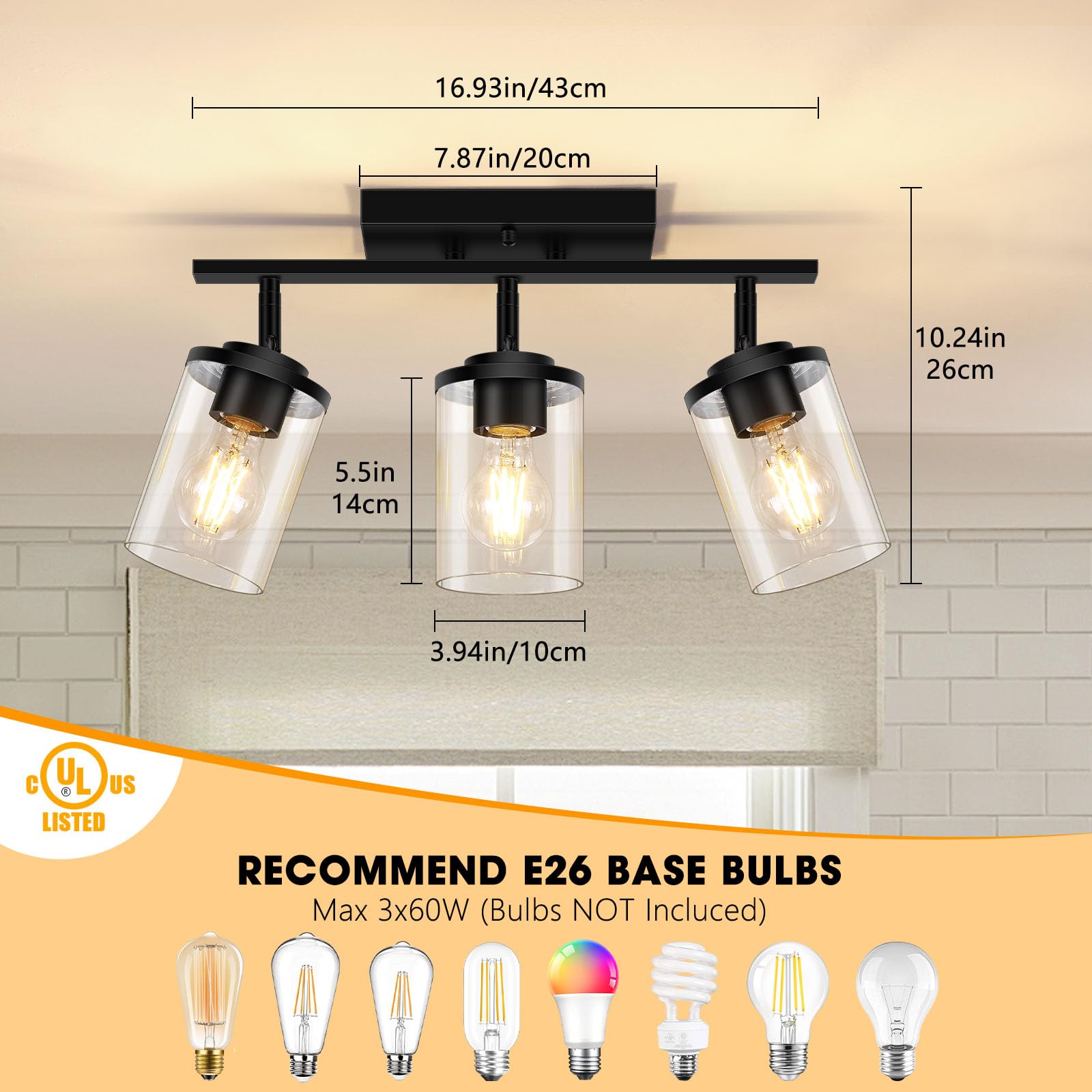 FadimiKoo adjustable heads ceiling light allows directional lighting