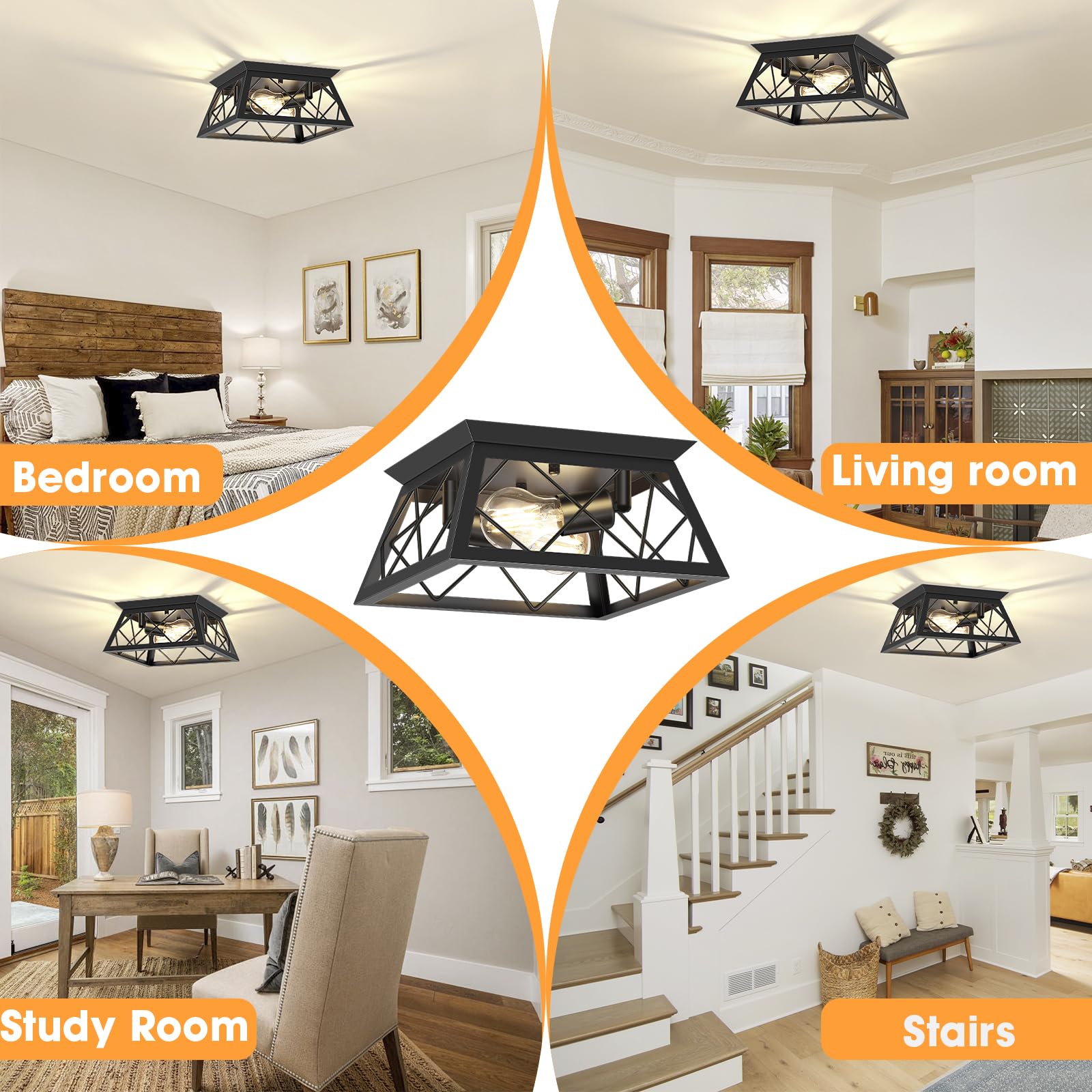 FadimiKoo square frame fixture complements living rooms or cafes with sturdy metal finish