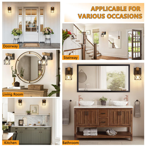 FadimiKoo two-pack installation-ready sconces with included tools.