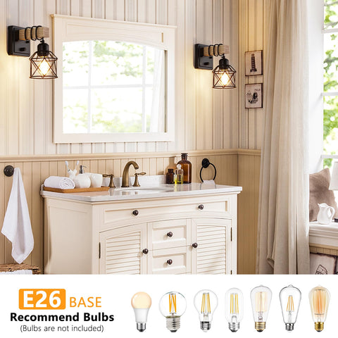 FadimiKoo wood post sconce with rotary switch for easy brightness control.