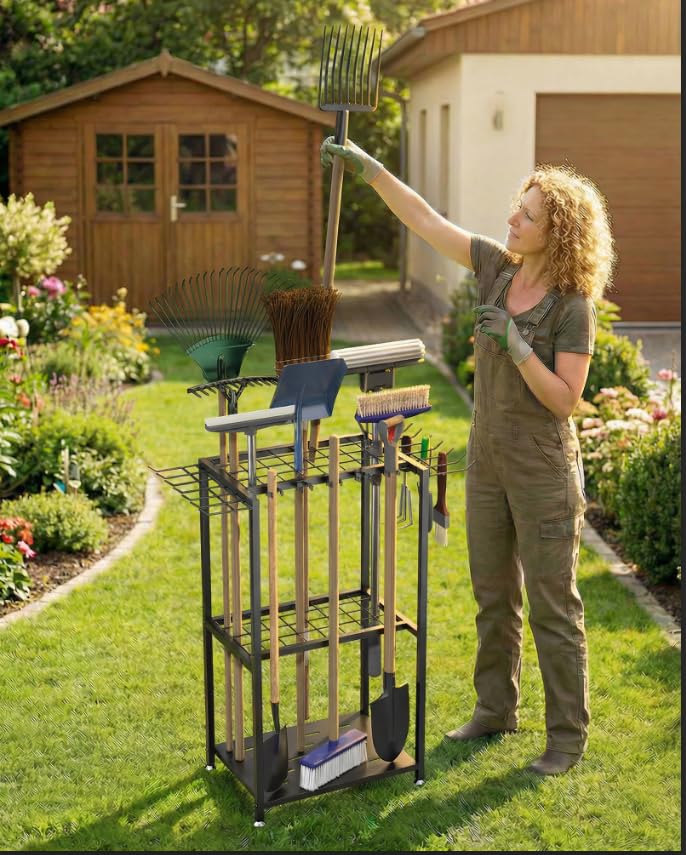 Faesun tool rack side panel highlights sturdy all-metal frame for heavy tools