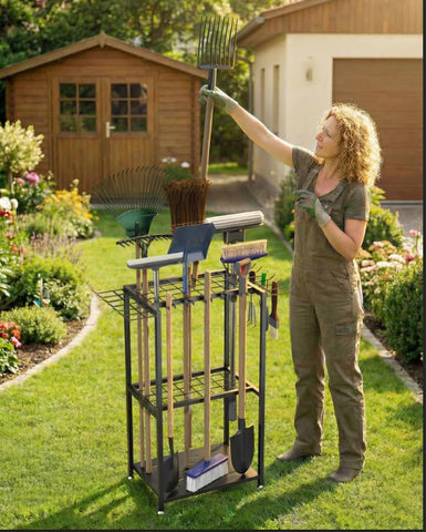Faesun tool rack side panel highlights sturdy all-metal frame for heavy tools