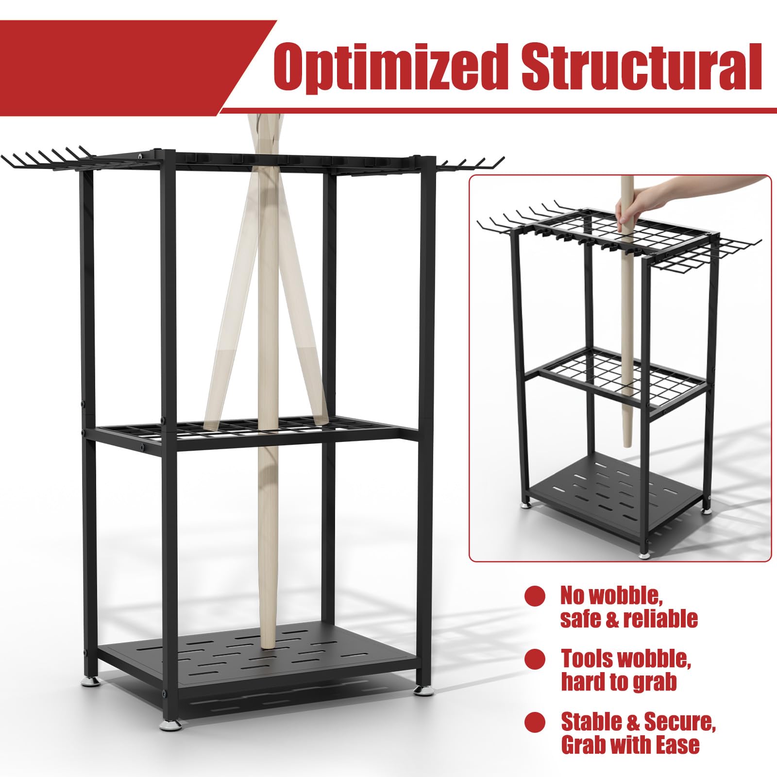 Faesun heavy-duty rack closeup reveals sturdy base and secure slots