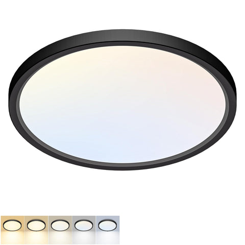 Fairdeer LED flush mount ceiling light black front view for kitchen style