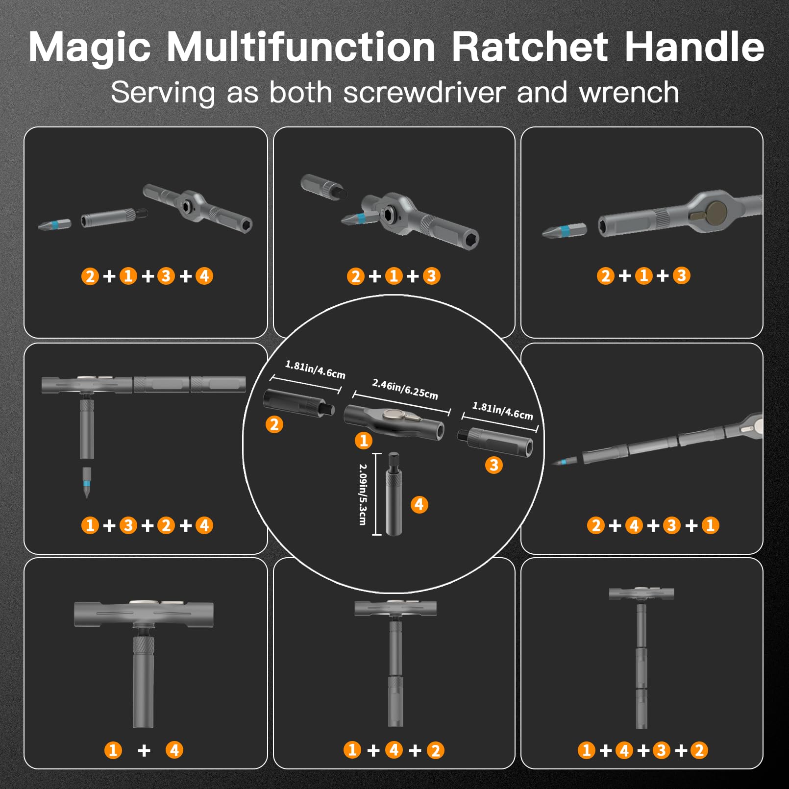 Faireach detachable ratchet handle enables precise tightening in tight spaces.