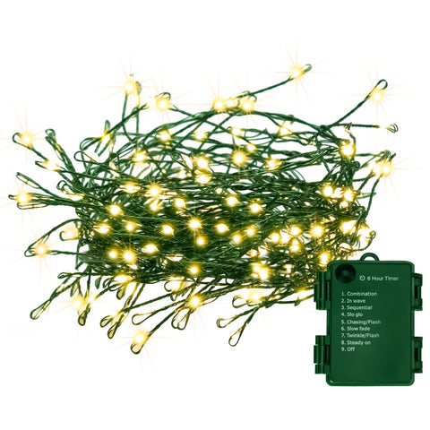 FairyGlim battery Christmas cluster lights on 20ft wire for warm ambience