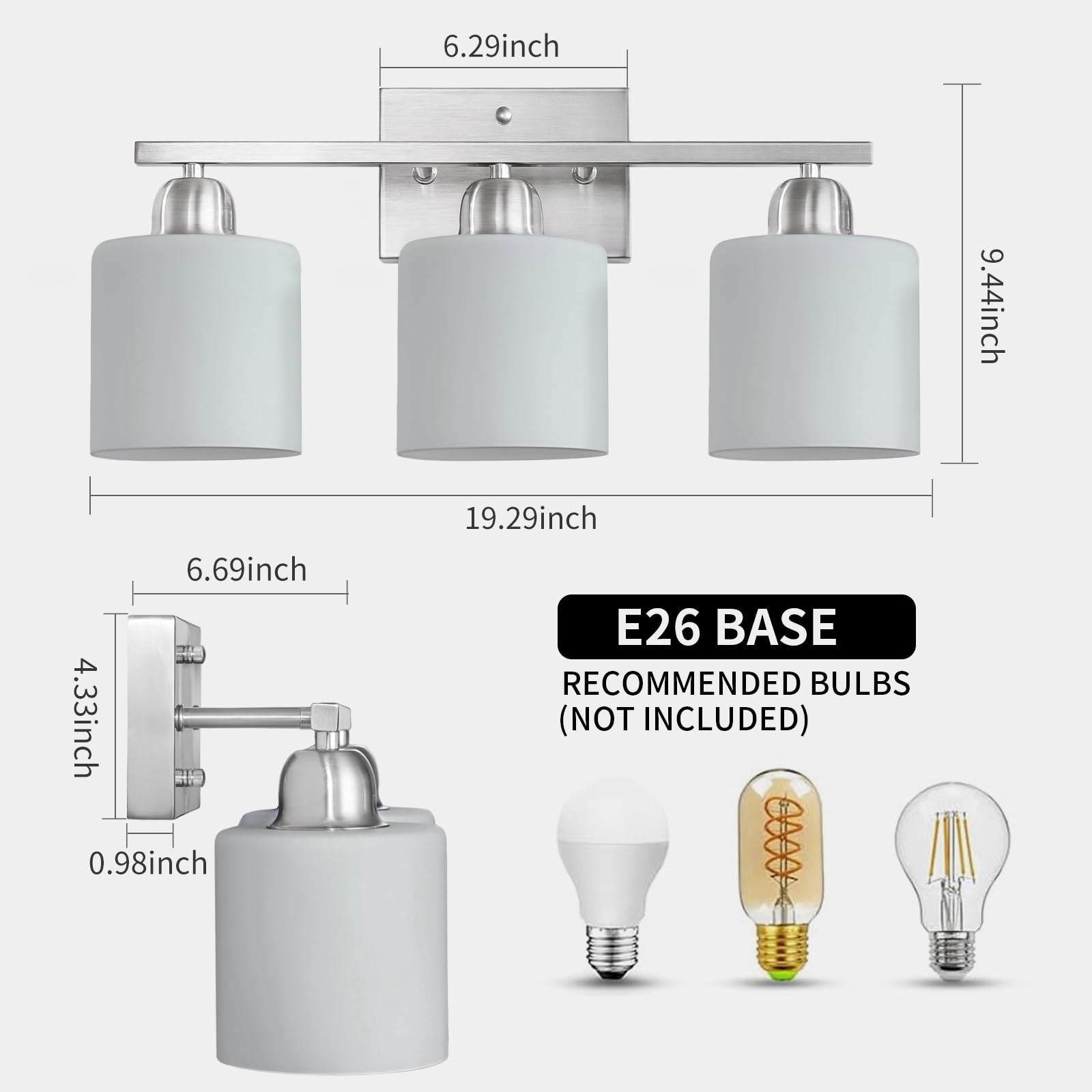 FAISHILAN milky white frosted glass shades softening bathroom light