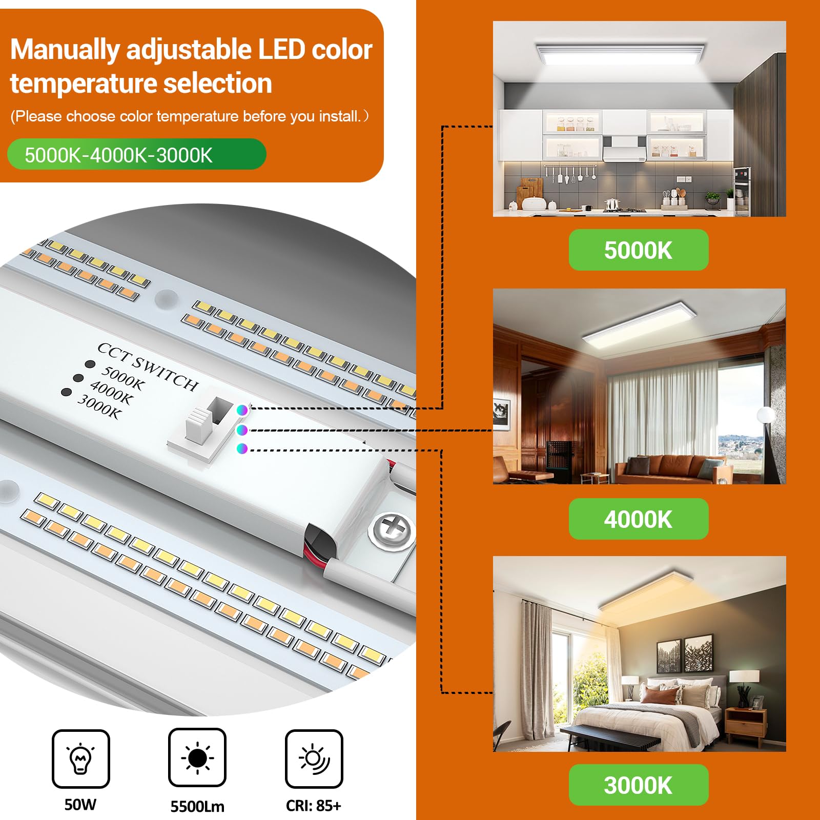 FaithSail dimmable wraparound light, side view, even diffusion for living spaces.
