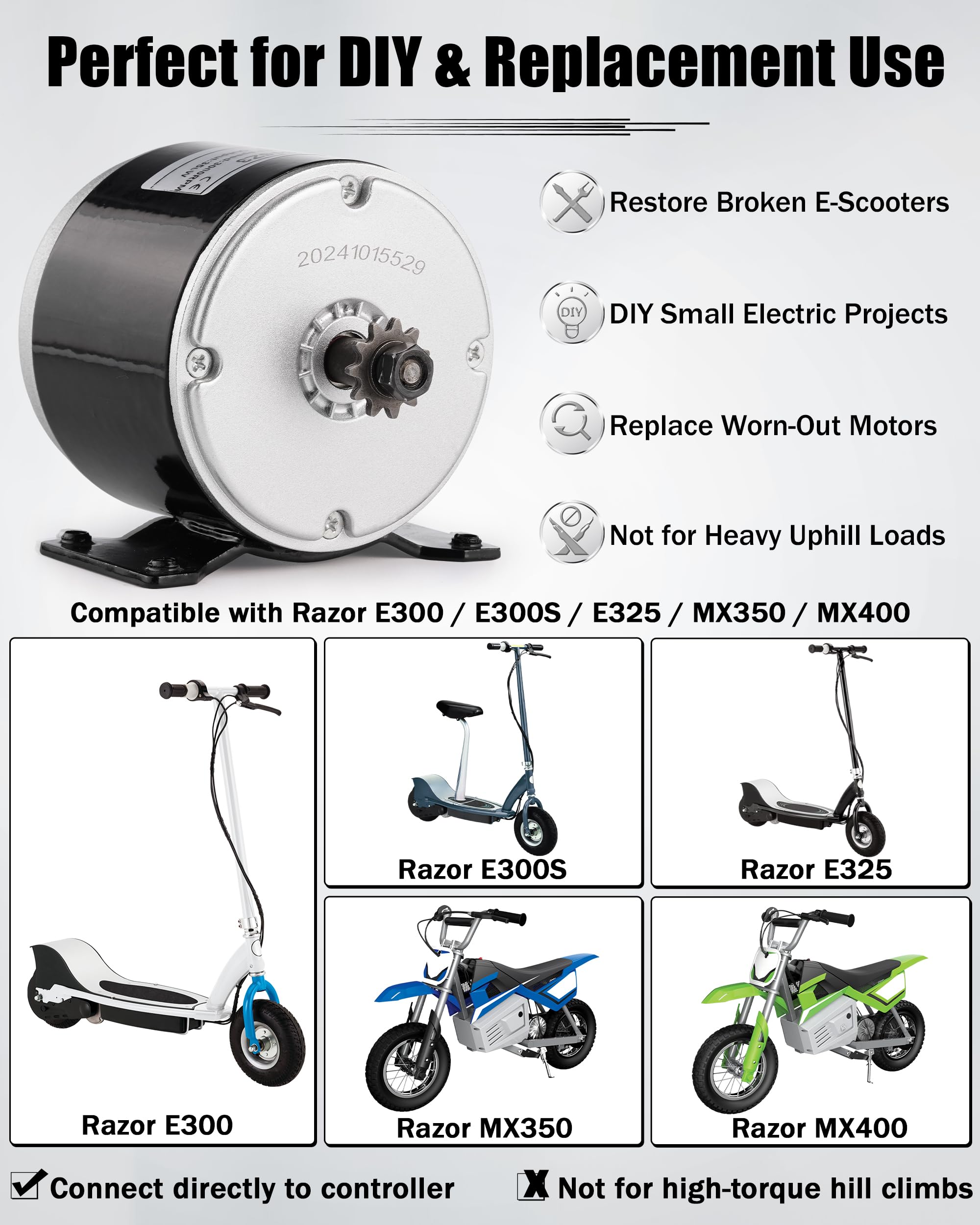 FAITIO 3000 RPM ebike motor, top detail, delivers consistent torque.
