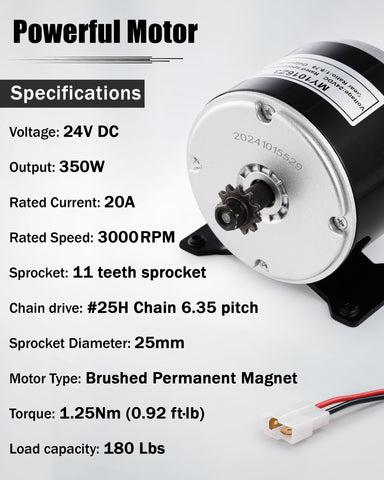 FAITIO E300/E300S/E325 compatible motor, back view, eases hill climbs and steady speeds.
