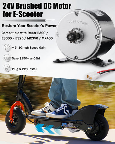 FAITIO Razor MX350/MX400 compatible motor, side view, supports reliable replacement.