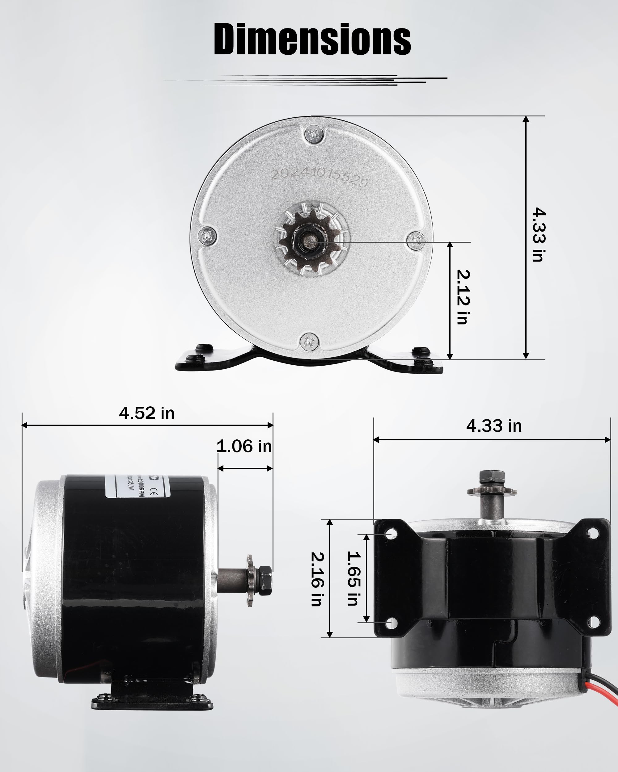 FAITIO reversible direction motor, connection setup, flexible mounting for various setups.