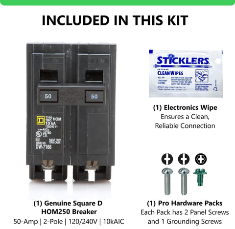 FalconSupply 50A 120/240V breaker powering high-draw appliances safely.