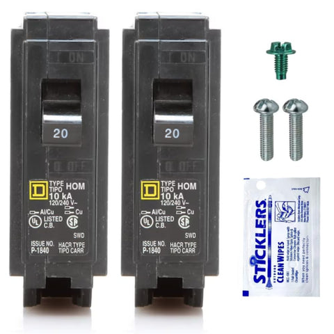 FalconSupply HOM120 20A single-pole breaker ready for installation in 120V panels.