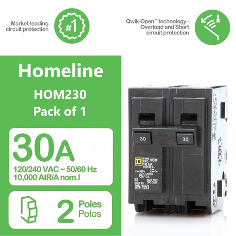 FalconSupply HOM230 side view showing plug-on compatibility with Homeline panels.