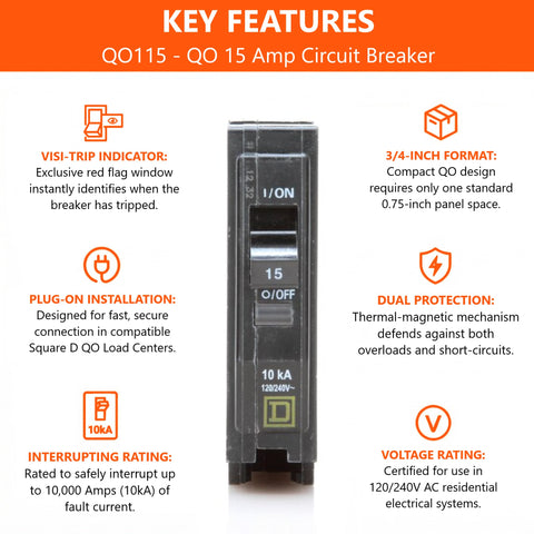 FalconSupply QO-series plug-in design - easy installation in compatible load centers.
