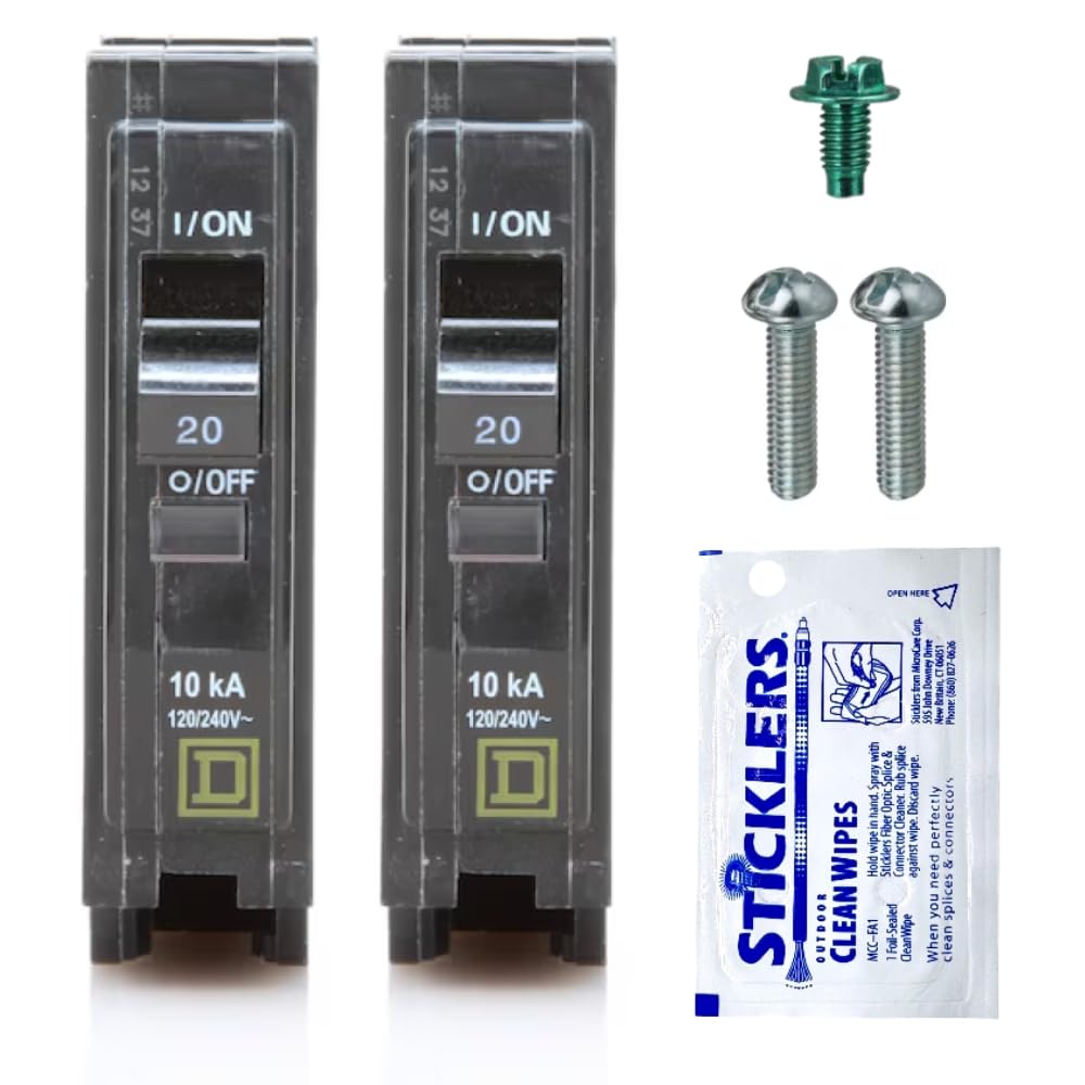 FalconSupply QO120 two-pack breakers installed in a load center for reliable 20A protection.