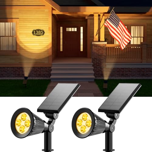 FALOVE 2-pack solar spotlights illuminate outdoor spaces with warm white light