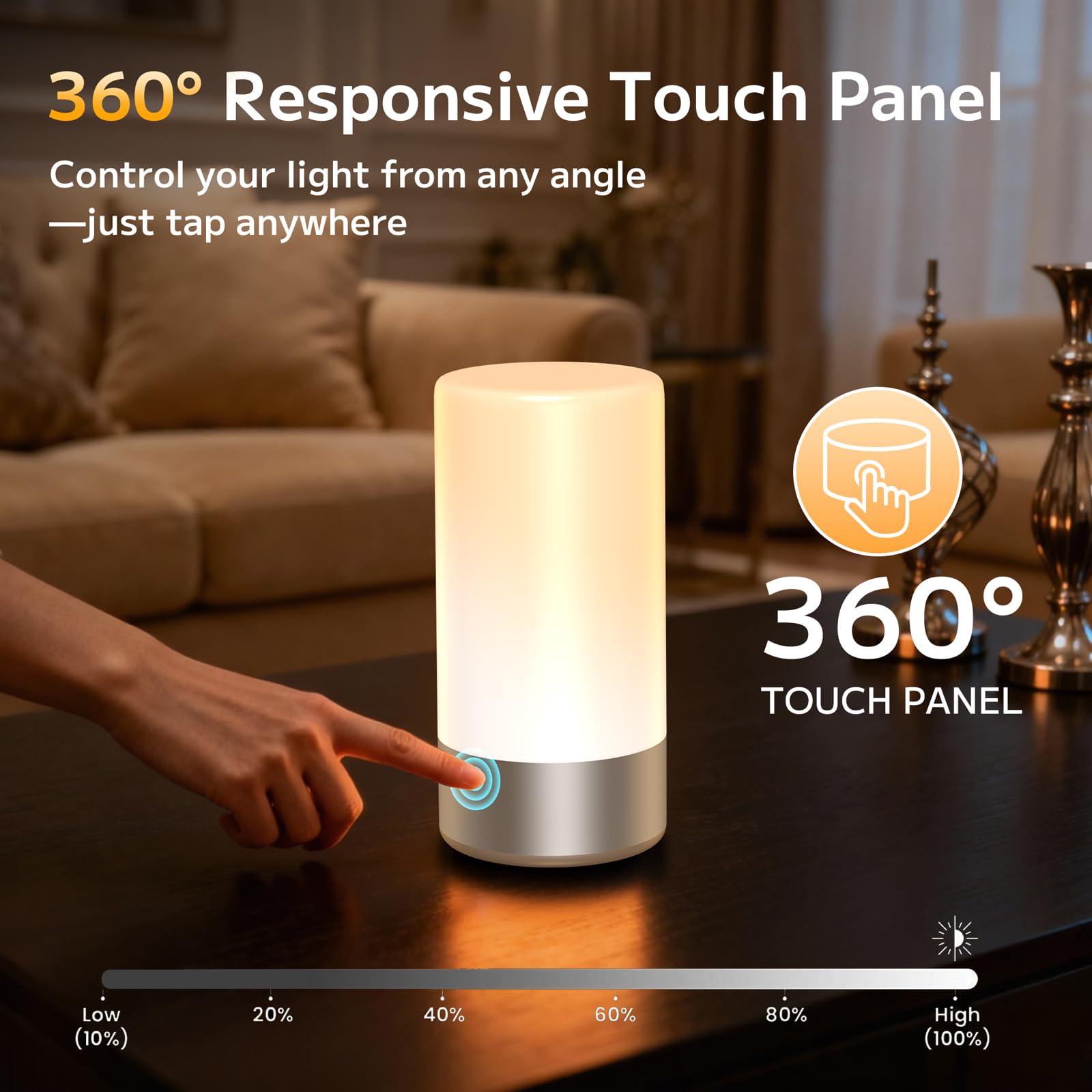 Famigreta touch-control table lamp for quick light adjustments