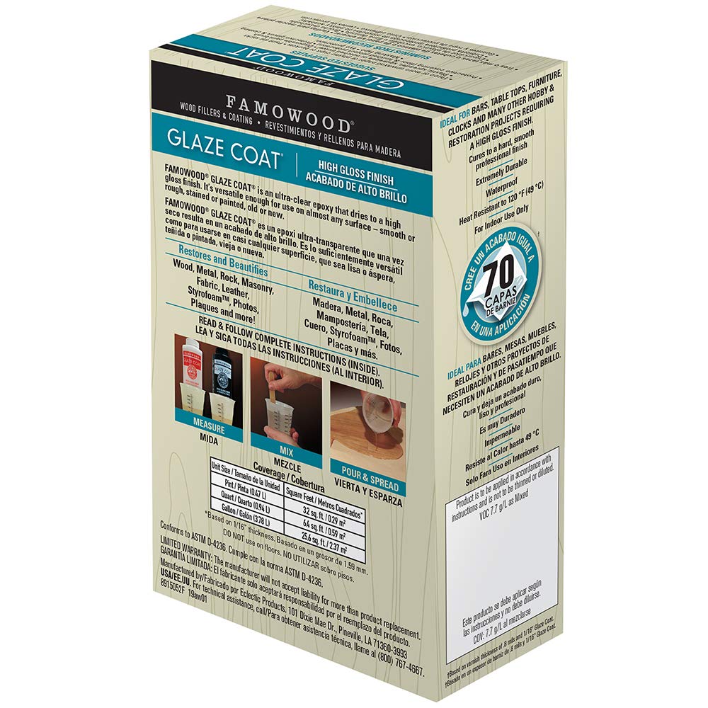 Famowood Glaze Coat high-gloss surface seal for artwork, furniture, and crafts.