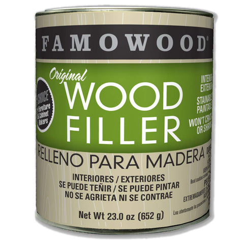 FamoWood Original Wood Filler Oak/Teak for color-matching repairs.